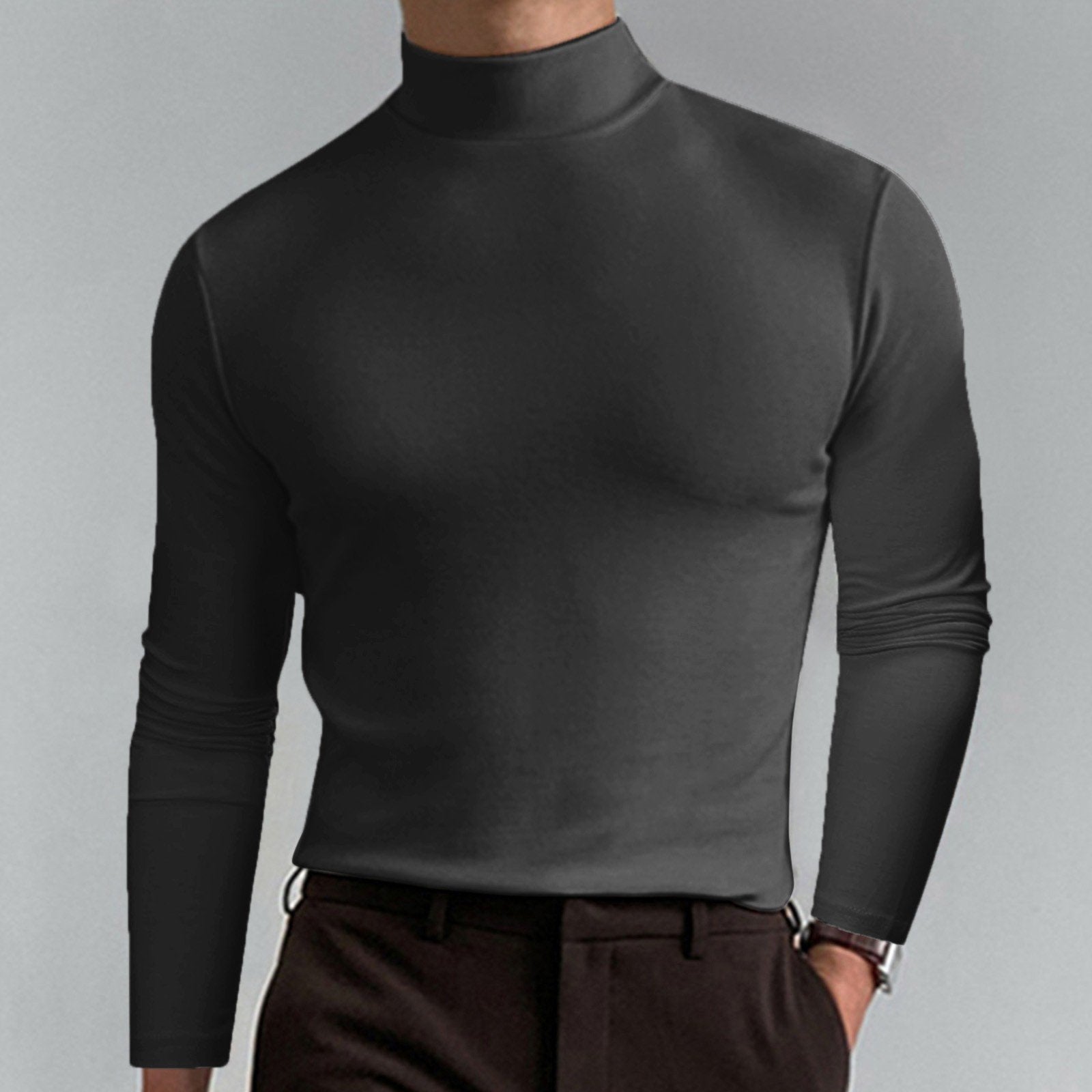 🔥55% Rabatt🔥Slim Fit Langarm-T-Shirt für Herren mit Stehkragen